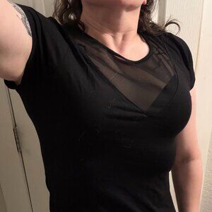 Venus Womens Large top/blouse Vneck mesh panel detail